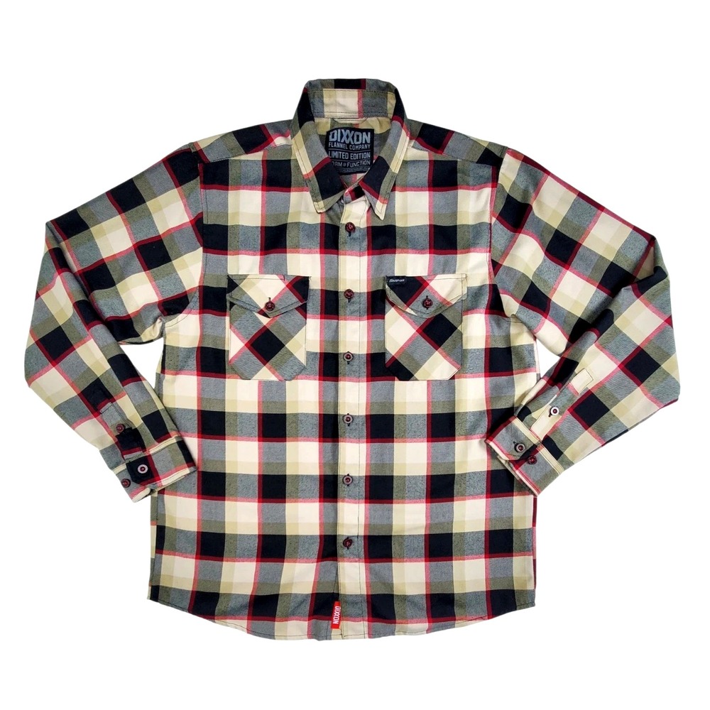 Dixxon Flannel Shirt L Limited Edition Snap On Tools Tan Black & Red Plaid New